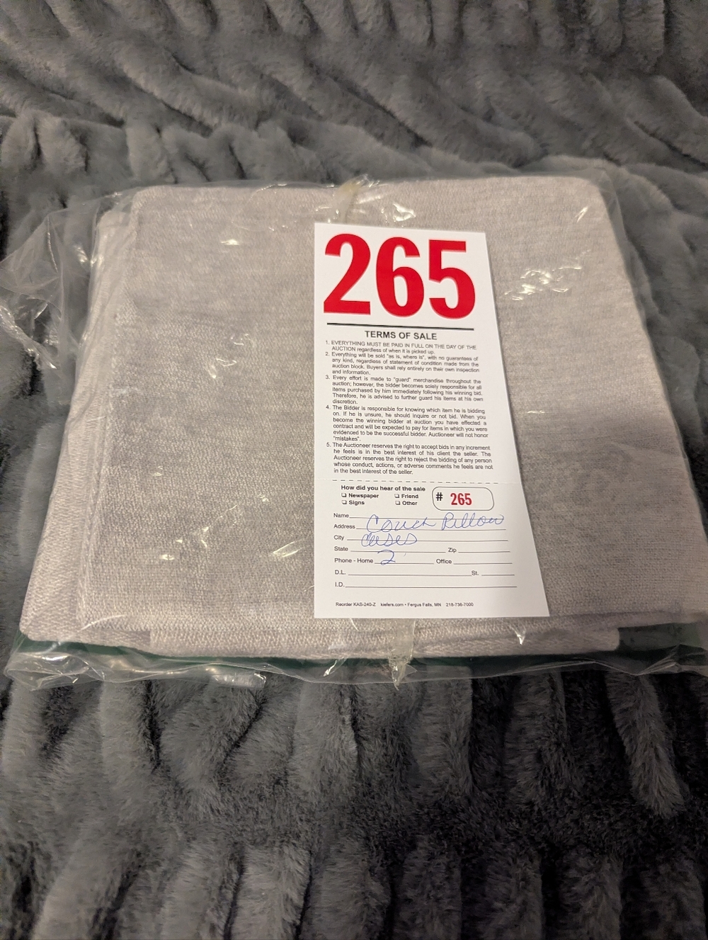 Lot 265 Two Couch Pillow Cases